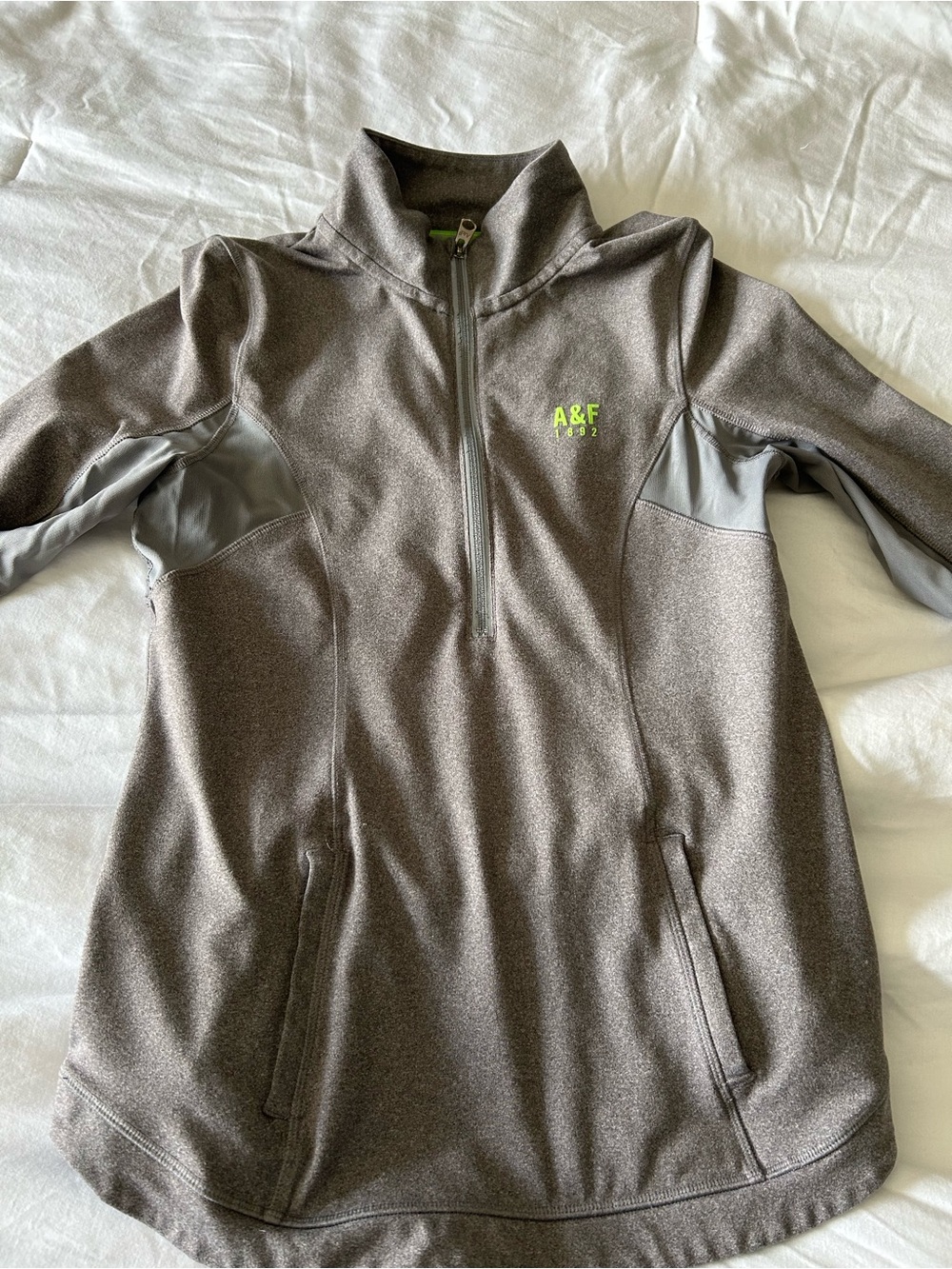 Abercrombie Gray Pullover with Neon Green Trim